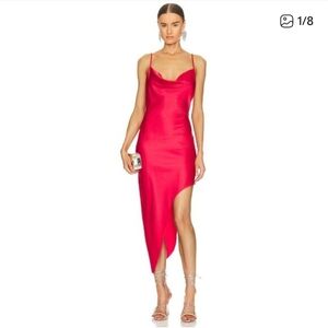 Steve Madden Red Asymmetrical Slip Dress with Spaghetti Straps